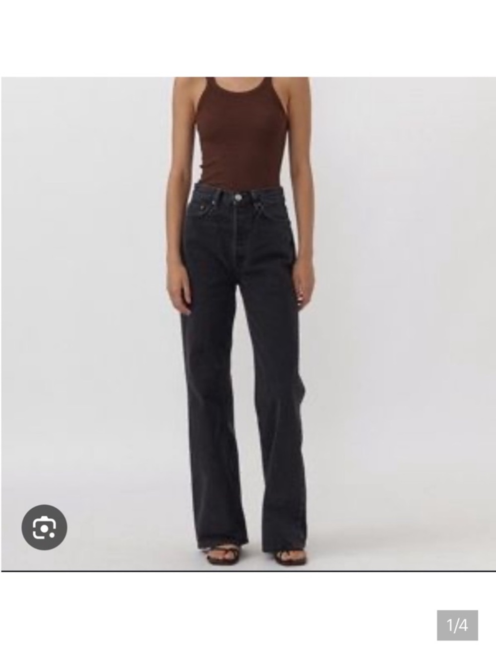 Re/Done Wide-Leg High-Rise Jeans - Black